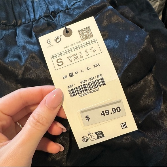 New ZARA SATIN EFFECT TROUSERS PANTS black - Picture 3 of 8